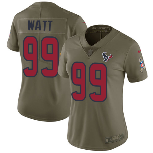 Nike Texans #99 J.J. Watt Olive Women's Stitched NFL Limited Salute to Service Jersey